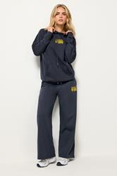 PixieGirl Petite Women's Blue 'NY Soho' Slogan Wide Leg Joggers | PixieGirl  3