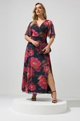 YOURS LONDON Plus Size Black & Pink Floral Abstract Mesh Dress | Yours Clothing 3