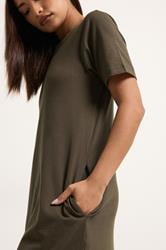 PixieGirl Petite Women's Chocolate Brown Cotton T-Shirt Maxi Dress | PixieGirl 4