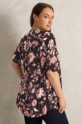 EVANS Plus Size Black Floral Pintuck Tie Neck Blouse | Evans 4