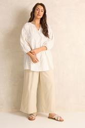 EVANS Plus Size Ivory White Floral Embroidered Cotton Blouse | Evans 1