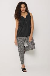 M&Co Black Cotton Sleeveless Henley Top | M&Co 1