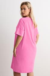 YOURS Plus Size Pink 'Mon Cheri' Sleep Tee Nightdress | Yours Clothing 2