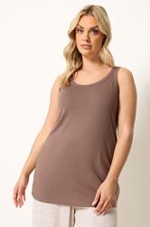YOURS Plus Size Brown Basic Core Vest Top | Yours Clothing 3