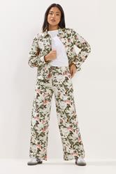 PixieGirl Petite Women's Cream Floral Denim Jacket | PixieGirl 5