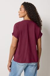 M&Co Dark Red Button Front Blouse | M&Co 2