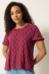M&Co Berry Red Foil Detail Blouse | M&Co 3