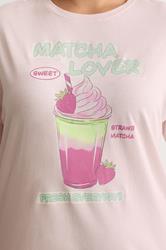 YOURS Plus Size Pink 'Matcha Lover' Sleep Tee Nightdress | Yours Clothing 4