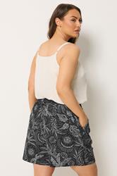 YOURS Plus Size Black Mixed Summer Print Crinkle Shorts | Yours Clothing 2
