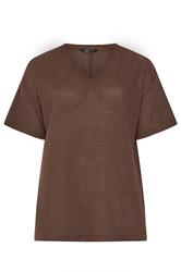 YOURS Curve Chocolate Brown Boxy Knitted T-Shirt