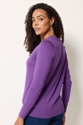 M&Co Purple V-Neck Long Sleeve Jumper | M&Co 2