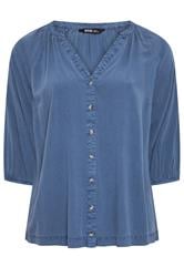 YOURS Curve Blue Chambray Blouse