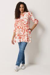 M&Co Orange Floral Belted Tunic Shirt | M&Co 1