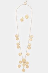 Gold Tone Long Charm Necklace & Earrings Set | Yours Clothing 3