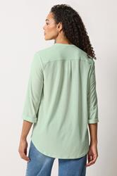 M&Co Green Textured Half Placket Shirt | M&Co 2