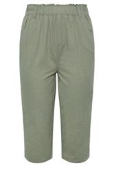 YOURS 2 PACK Plus Size Khaki Green & Navy Blue Cool Cotton Cropped Trousers | Yours Clothing 9