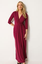 LTS Tall Women's Berry Red Drape Wrap Maxi Dress | Long Tall Sally 3