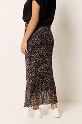 M&Co Petite Brown Abstract Print Mesh Maxi Skirt | M&Co 2