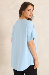 EVANS Plus Size Blue Short Sleeve Woven Blouse | Evans 2