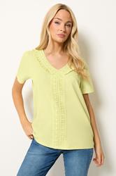 M&Co Lemon Yellow Short Sleeve Frill Cotton Blouse | M&Co 3