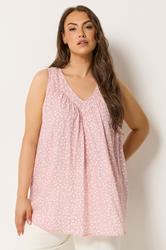YOURS Plus Size Pink Ditsy Floral Vest Top | Yours Clothing 3