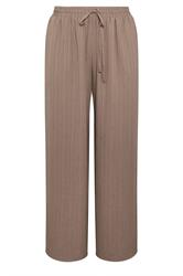 YOURS Curve Natural Brown Wide Leg Textured Trousers