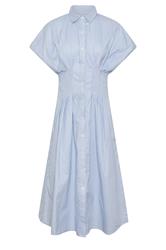 PixieGirl Petite Women's Blue Stripe Shirt Maxi Dress | PixieGirl 5