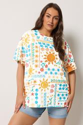 YOURS Plus Size Ivory White Patchwork Boxy T-Shirt | Yours Clothing 3