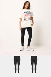 PixieGirl Petite Women's 2 PACK Black Cotton Leggings | PixieGirl 3