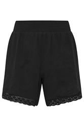 YOURS Curve Black Crochet Shirred Shorts
