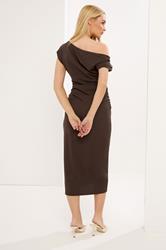 STAR Chocolate Brown Draped Midi Dress | StarByJM 2