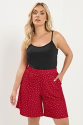 YOURS Plus Size Red Polka Dot Crinkle Shorts | Yours Clothing 3