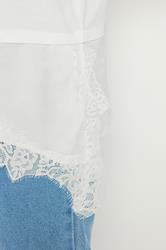 YOURS Plus Size White Satin Lace Trim T-Shirt | Yours Clothing 4