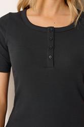 LTS Tall Black Ribbed Cotton T-Shirt | Long Tall Sally 4