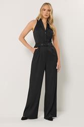 LTS Tall Women's Black Belted Open Collar Jumpsuit | Long Tall Sally 1