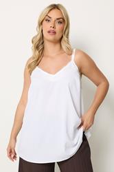 YOURS Plus Size White Lace Insert Cami Vest Top | Yours Clothing 3