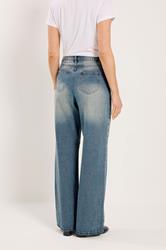 LTS Tall Women's Light Blue Wash Studded Cotton Wide Leg Jeans | Long Tall Sally 4