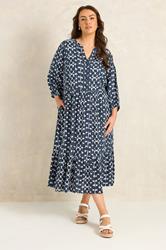 EVANS Plus Size Navy Blue Tie Dye Tiered Dress | Evans 3