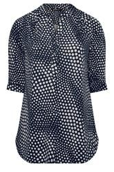 YOURS camisa azul marino con lunares y media tapeta