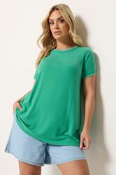 YOURS Plus Size Green Contrast Stitch Swing T-Shirt | Yours Clothing 3