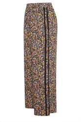 PixieGirl Petite Black Ditsy Floral Side Stripe Wide Leg Trousers