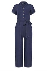 M&Co Navy Blue Tie Waist Linen Jumpsuit | M&Co 6