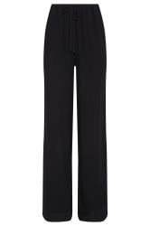 LTS Tall Women's Black Linen Blend Wide Leg Trousers | Long Tall Sally