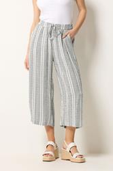 M&Co White Stripe Cropped Wide Leg Trousers | M&Co 3