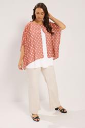 YOURS Plus Size Pink Polka Dot Double Layer Top | Yours Clothing 1
