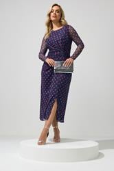 YOURS LONDON Plus Size Navy Blue Polka & Pink Dot Knot Dress | Yours Clothing 1