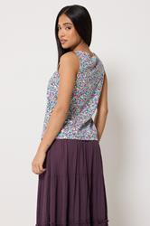 M&Co Petite Pink Floral Print Cotton Button Vest Top | M&Co 2
