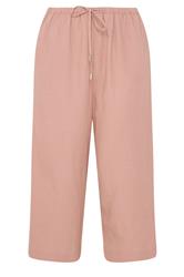EVANS Curve Pink Linen Cropped Trousers