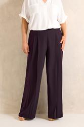 EVANS Plus Size Plum Textured Pleated Trousers | Evans 3
