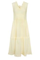 PixieGirl Petite Yellow Ruffle Tie Back Midi Dress